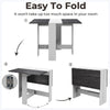 Drop Leaf Table Folding Dining Table With Mobile Wheels & Hidden Storage Shelf