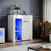 High Gloss White RGB LED Sideboard Cabinet Storage Doors Living Room Cupboard