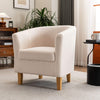 Tub Chair Boucle Fabric Cream Wooden Legs Armchair Living Room Modern Office