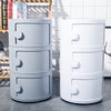 Stackable Round Box Plastic Storage Cabinet 2-5 Shelves with Hole/Knob Handle UK