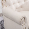 Chesterfield Linen Fabric Wing Back Chair QueenStyle Armchair Seat Backrest Sofa