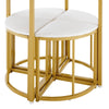 Dining Table and Stools Set 4, with White Marble-Look MDF Tabletop & Metal Frame