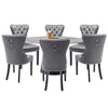 Set of 2 Velvet Upholstered Button Tufted Dining Chairs with Solid Wooden Legs