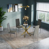Gold Round Tempered Glass Kitchen Dining Table 2-4 Seater Reception Desk Stand