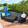 5 PCS Patio Furniture Set Outdoor Rattan Conversation Sofa Set Removable Cushion