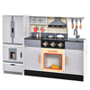 Wooden Play Kitchen Kids Pretend Play Kitchen Toy w/Freestanding Refrigerator