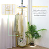 Metal Corner Coat Rack Clothes Rail Hall Tree Hanger Hook w Storage Shelf