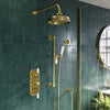 Brushed Brass 2 Outlet Wall Mounted Thermostatic Mixer Shower Set CAMBBHASRK3VE