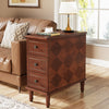 Slim Side Table with 3 Drawers,Fully Assembled Narrow Side Table Wood Nightstand