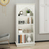 4-Tier Upright Bookcase - Carved Design, White, 140cm, for Living Room/Office