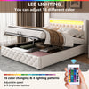 LED Bed Frame Faux Leather Gas Lift Up Ottoman Storage Bed 4ft6 Double Bed White