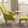 Upholstered Linen High Back Armchair Sofa Wing Chair with Footstool Lounge Seat