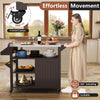 Outdoor Grill Cart Movable Prep Table w/ Storage Cabinet-Brown