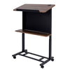 Mobile Pulpit Adjustable Lectern Table with Storage Shelf for Classroom