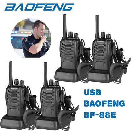 4 Pack Baofeng BF-88E PMR446 MHZ Two-way Radio Walkie Talkie + Earphone UK
