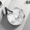 360mm Marble Round Sink Basin Ceramic Marble Effect Modern stylish w/Drainer Kit