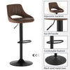 2pcs Barstools Set Faux Leather Padded Seat Metal Legs Bar Stool Brown Grey