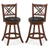 2Pcs Swivel Bar Stools Upholstered Counter Height Barstools w/ PU Seat 24"