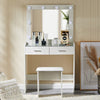 White Dressing Table with LED Lights Mirror 2 Drawers Stool Vanity Make up Desk