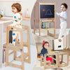 3-in-1 Wooden Kids Step Stool Toddler Learning Tower Kitchen Helper W/ Blackbord
