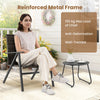 3 Piece Patio Bistro Rattan Furniture Set with 2 Armchair and Table