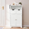 Bathroom Floor Cabinet Wooden Storage Cupboard with Adjustable Shelf & Doors