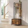 Coat Rack Shoe Storage Hall Tree Bench Rustic Brown and Classic Black HSR425B01