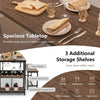 3 PCS Dining Table Set Kitchen Table & 2 Benchs w/ Storage Shelves Space-Saving
