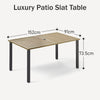 Outdoor Patio Dining Table for 6 Person Rectangular w/ Umbrella Hole Heavy Duty