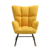 Ergonomic High Back Rocking Chair Linen Patchwork Rocker Armchair Recliner Seat