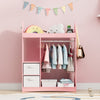 Pink Kids Wardrobe Clothes Hanging Drawer Toy Storage Cabinet Open Wardrobe New
