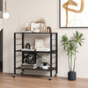 Costway 3-Tier Foldable Shelving Unit Heavy Duty Metal Shelves with Wheels