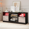 TV Stand Cabinet 147cm LED RGB Storage Unit for 65 Inch Fireplace Optional Wood