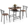 3-Piece Dining Table Set Kitchen Table and Chairs-Brown + Black