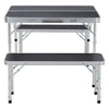 3FT Aluminum Foldable Camping Beer Table and 2 Benches Set Garden Picnic Trestle