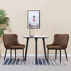 Pair of 2 Dining Chairs Office Chairs Brown Faux Leather Diamond Chairs Padded