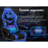 Gaming Office Chair 12 RGB LED Massage Computer Seat Footrest Blue
