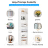 Tall Narrow Bookcase, 180 cm Modern Corner Bookcase with Storage, 6 Tier Shelves