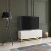 TV Unit I 100cm Cabinet I White Fluted Doors I Gold Metal Base I Modern