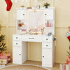 Makeup Vanity Desk Dressing Table w/Charging Station& Mirror-White