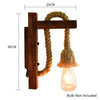 Industrial Steampunk Style Wooden Wall Light Hemp Rope Lamp Fixture Cafe Bar