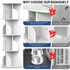 4 Tiers Rotating Bookshelf Corner Bookcase Floor Standing Book Storage Baijqfagk