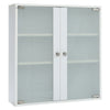 Double Glass Doors Wall Cabinet Storage Cupboard Hanging Organizer Shelves Shelf