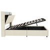 Upholstered Ottoman Storage Bed Frame 5ft King with Storage Headboard, LED Beige