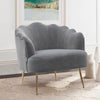 Velvet Wing Back Armchair Occasional Accent Chair Lotus Back Design Metal Legs