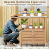 Outdoor Potting Bench Acacia Wood Garden Potting Table with Storage Shelf