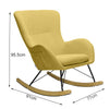 High Back Rocking Armchair Sofa Velvet Linen Solid Wood Swing Lounge Chair Seat