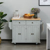 Rolling Kitchen Island Cart with Rubber Wood Top, Spices Grey