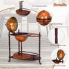 Rolling Globe Wine Rack Wine Bar Stand Nautical Chart Wine Cabinet Rustic Brown