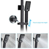 Bathroom Shower Mixer Set 8'' Square Black Taps Twin Over Head Exposed Valve Bar